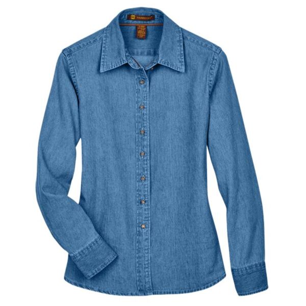 Harriton Landies Long Sleeve Denim Shirt Thumbnail